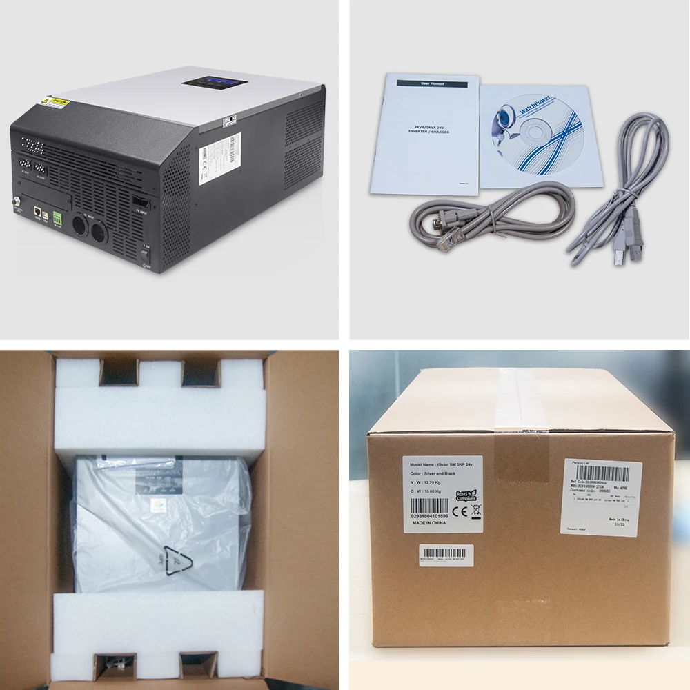 

EASUN POWER 24V 5KVA 4000W MPPT Solar Inverter Pure Sine Inverter With 80A MPPT Solar Charger With 60A Battery Charger