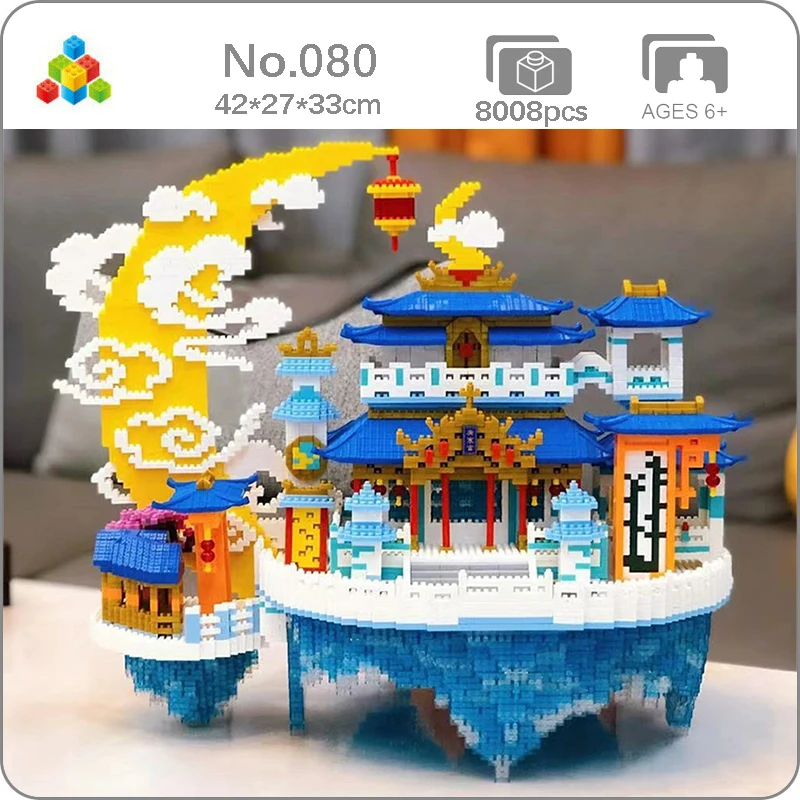 

YZ 080 Architecture China Ancient Beauty Moon Palace Cloud Model DIY Mini Diamond Blocks Bricks Building Toy for Children no Box