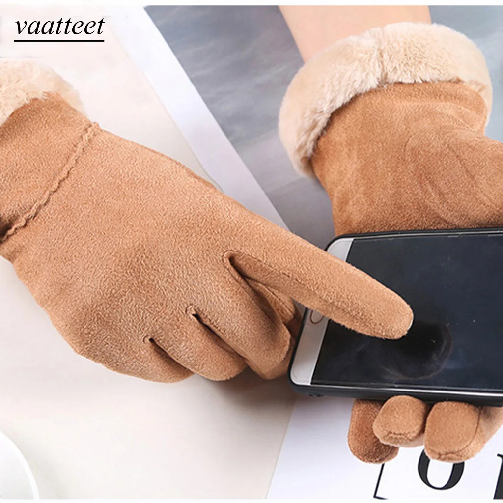 Женские зимние теплые спортивные ветрозащитные нескользящие перчатки для