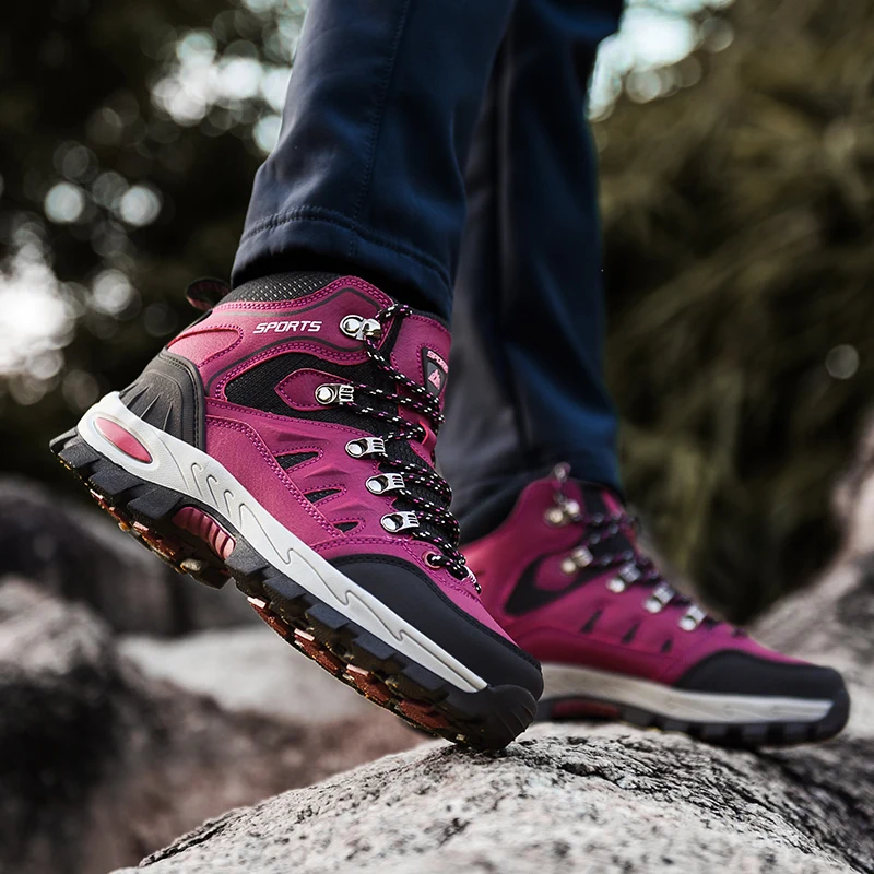 

Men Women Hiking Climbing Boots Trekking Shoes Couples Sneakers Durable Camping Hunting Winter Fur Warm Outdoor Footwear
