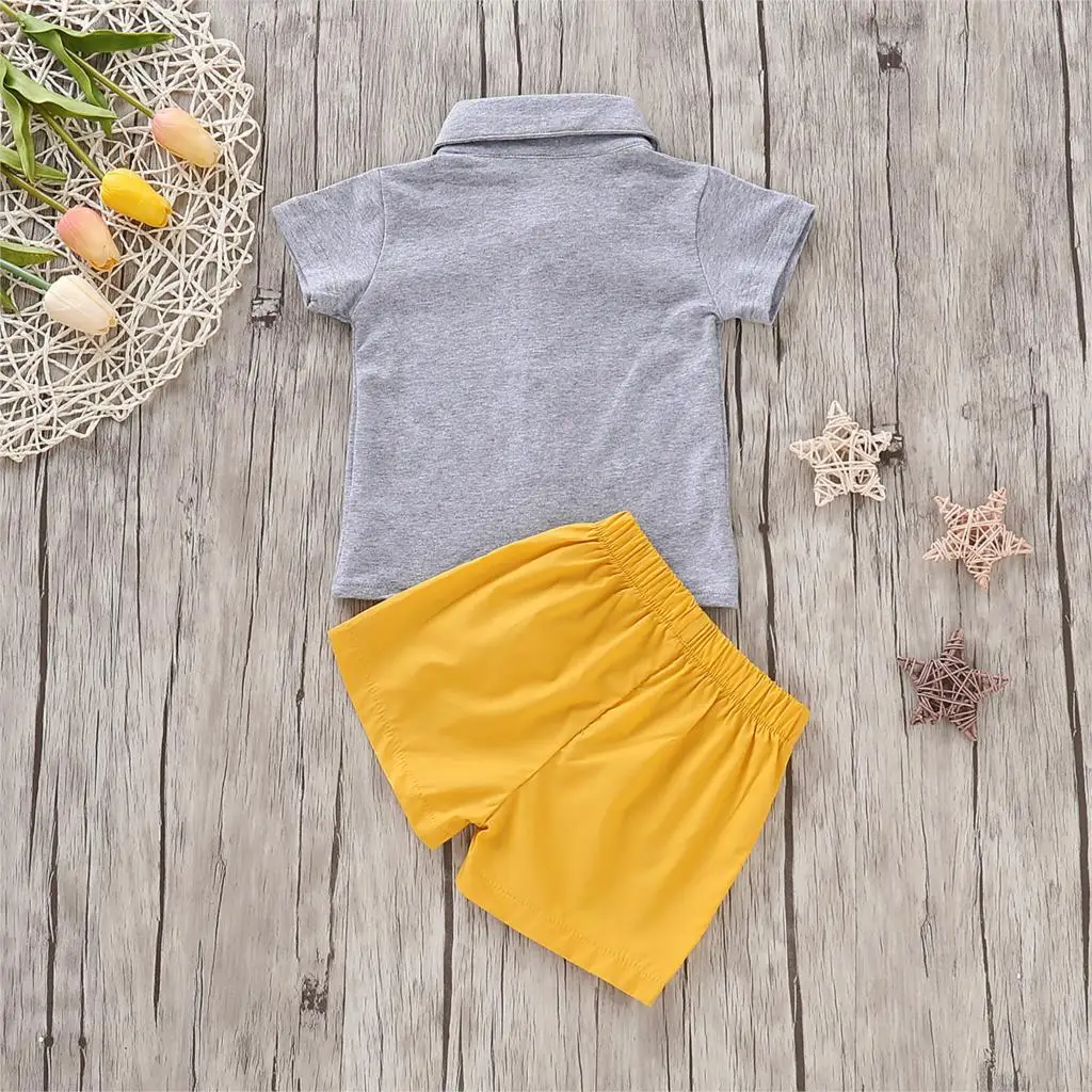 Летняя детская одежда из 2 предметов для девочек и мальчиков Однотонная футболка