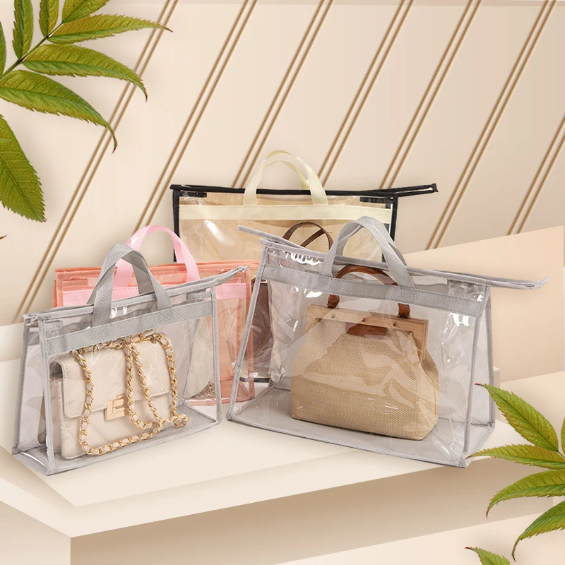 

Protable Clear Women Purse Handbag Dust Cover Craft Storage Bag With Zipper Organizer for Dust Water Proof Protector Travel