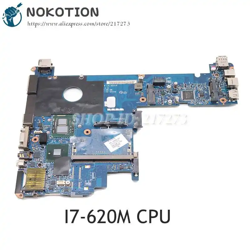 

NOKOTION For HP Elitebook 2540P Laptop Motherboard I7-620M CPU DDR3 598765-001 KAT10 LA-5251P MAIN BOARD