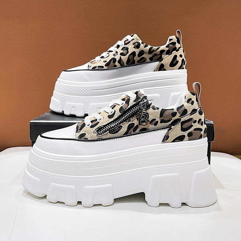 

Designer Thick Sole Leopard Canvas Shoes Women Casual Chunky Platform Ladies Trainer Sneaker Chaussure Femme Zapatos Mujer U29