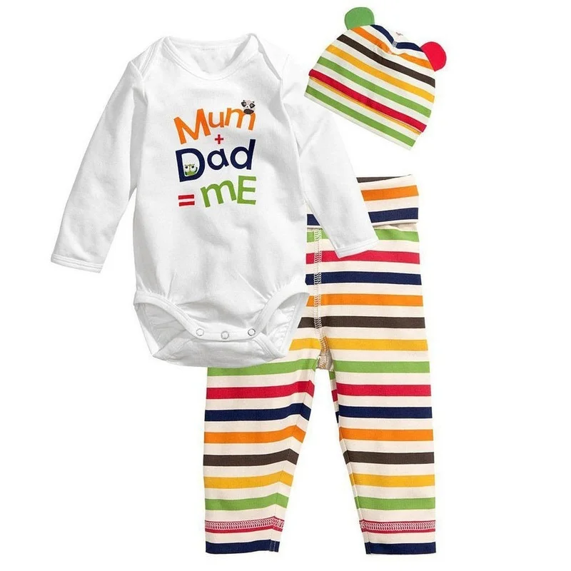 

Girls Long Sleeve Clothes Suit Spring Autumn Cute Animal Cartoon Printing Casual Tops Stripe Pants Hat Fashion Three Piece Set