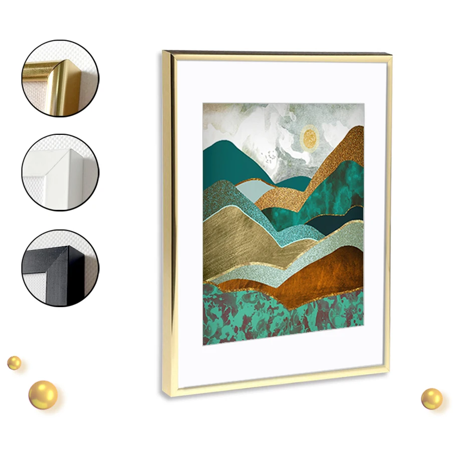 

Gold White Photo Picture Frames Modern Simple 30x40cm A4 With Mat Plexiglass for Poster Artwork Canvas Print Home Gallery Decor