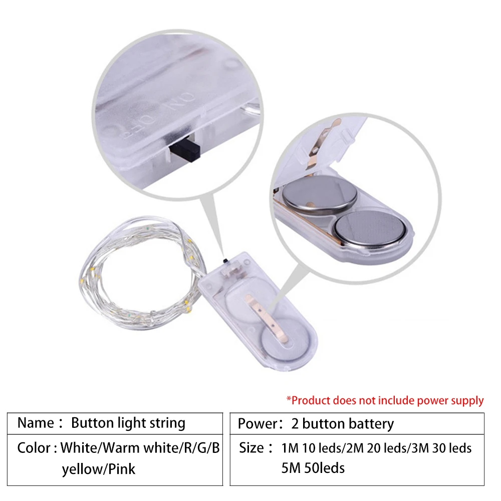 

ztgs Waterproof Fairy Light Battery Powered LED Mini Christmas Light Copper Wire String Light For Wedding Xmas Garland Party