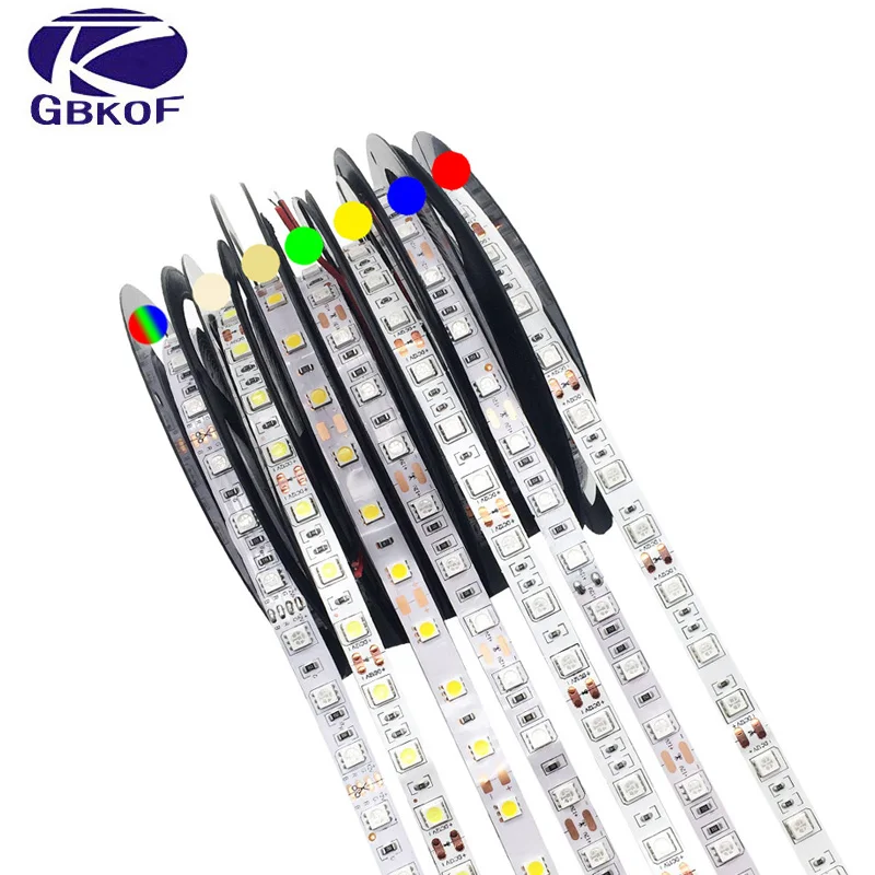 Светодиодные ленты светильник 12V 5 м 300 светодиодный s SMD 3528 2835 Диодная лента RGB для высоких и низких лучей и одиночного Цвета высокое качество светодиодный ленточный гибкий светильник s