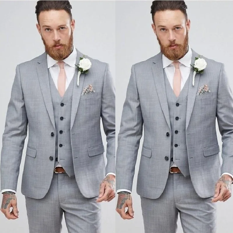 

Свадебные светло-серые костюмы, облегающие смокинги для жениха для мужчин, мужской костюм для жениха, официальный деловой костюм (куртки + б...