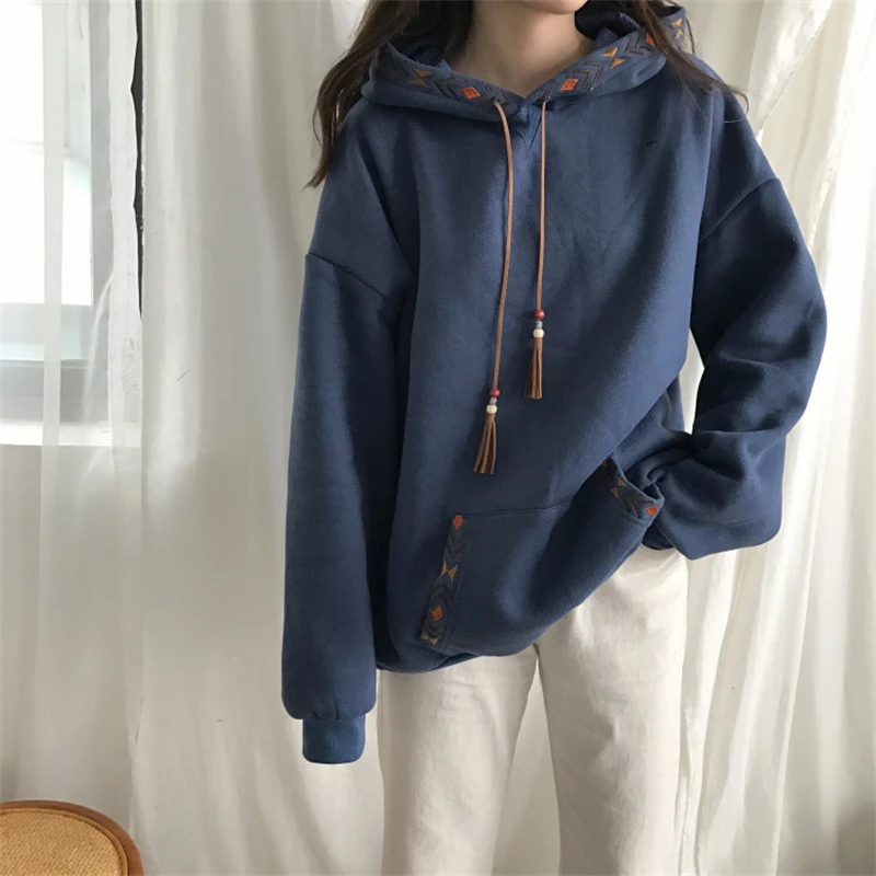 Толстовка Женская с вышитым шнурком Модный пуловер в Корейском стиле