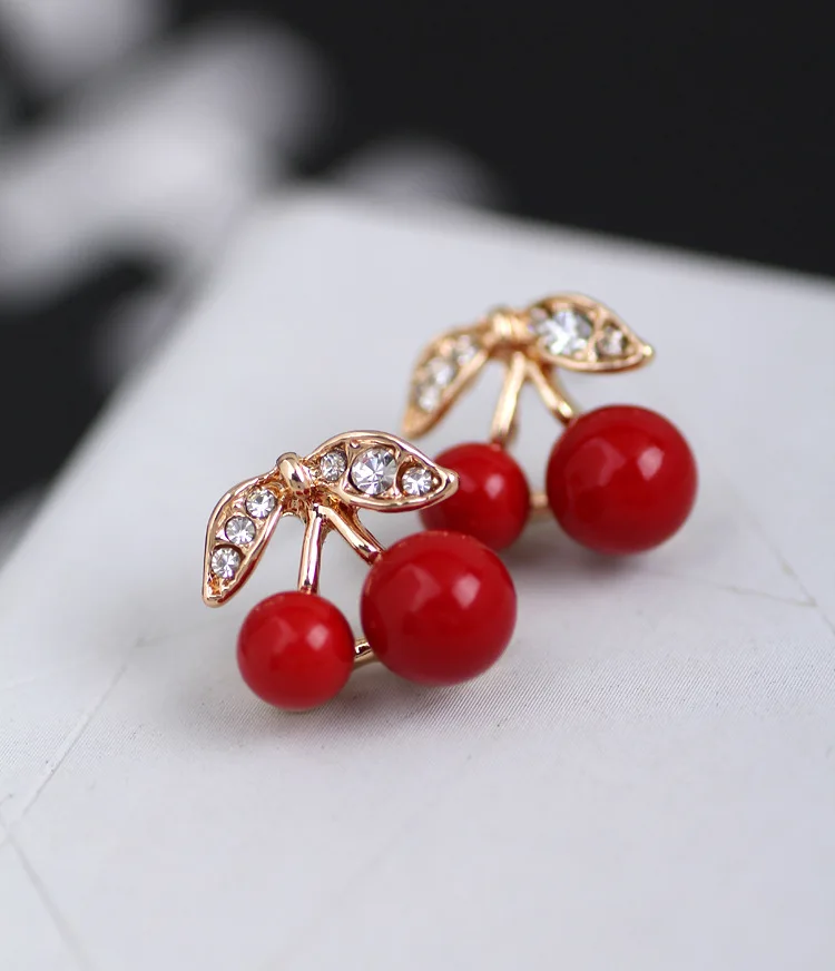 IMaySon Модный женский красный вишневый набор серьги гвоздики для ушей с
