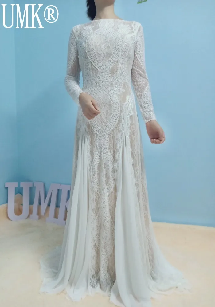 UMK сексуальное пляжное свадебное платье с открытой спиной 2020 кружевные свадебные