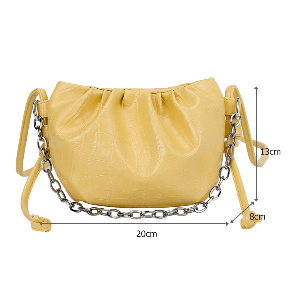 

Women Cloud Chain Shoulder Bags Handbag Alligator PU Lady Casual Crossbody Bags Solid Color Youth Ladies Simple Versatile Totes