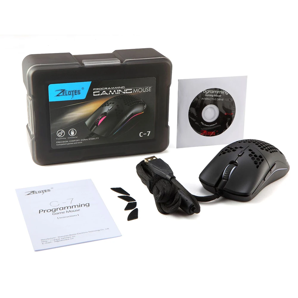 

C7 USB Wired Gaming Mouse 4 Gears 16000DPI Adjustable Mouse 12 Buttons Honeycomb RGB Backlight Mice For Laptop PC