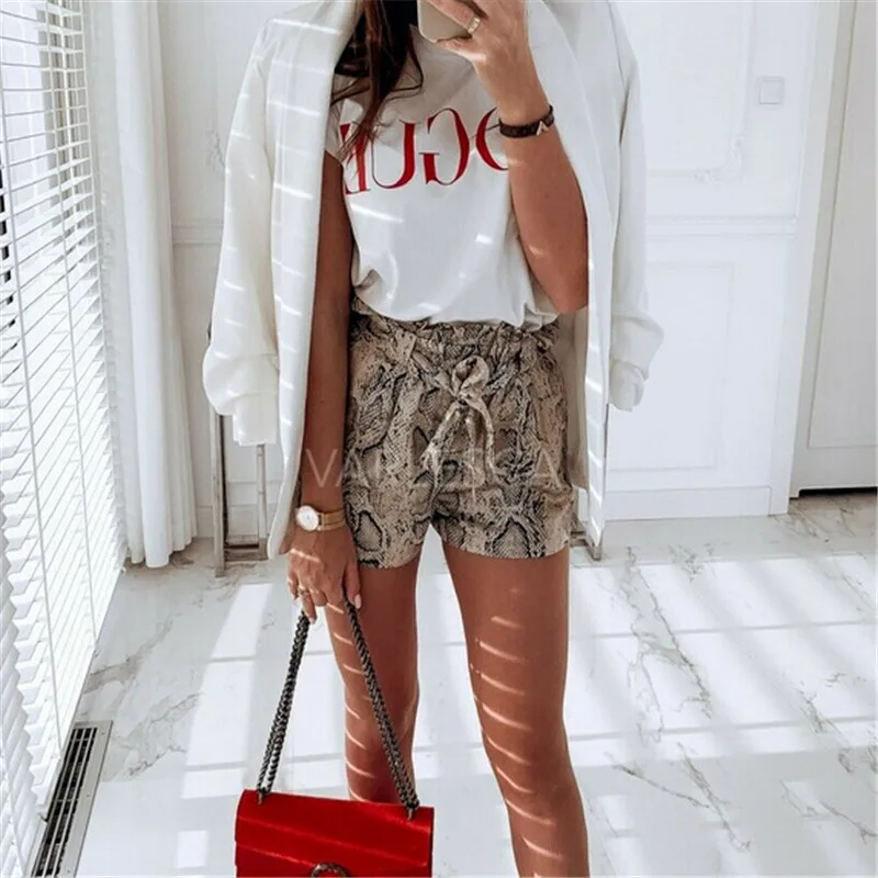 Шорты женские повседневные с высокой талией пикантные пляжные модные принтом