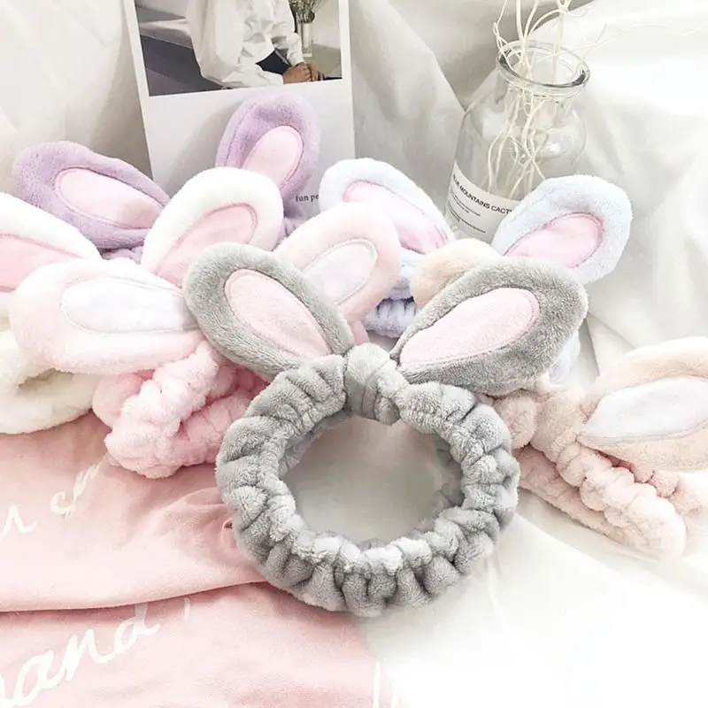 

Fashion Cute Three-dimensional Rabbit Ear Hair Band Soft Elastic Flannel Hair Band Multicolor Girl Face Makeup Hair Band