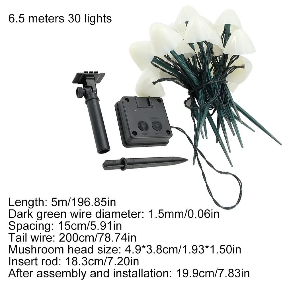 

Solar Garden Lights 30LEDs Mushroom Fairy Lamp Outdoor Pathway Patio Stake For Garden Decoration Warm Light Decoration 6.5m