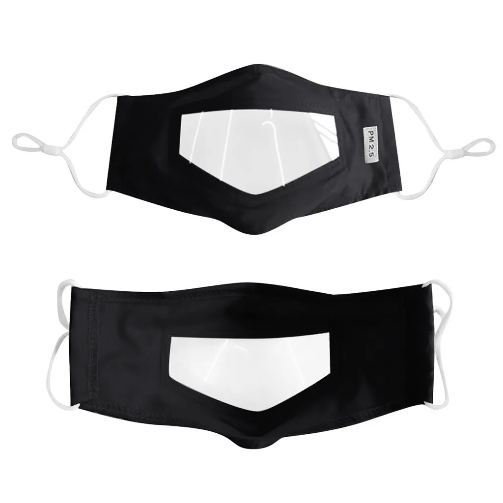 

10PCS Cotton Cover Protection Bandanas with Clear Window and Adjustable Ear Loops for Women and Men Visible Face Sheild A50