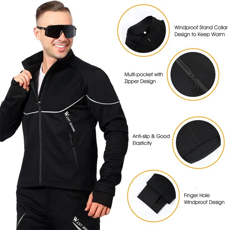 WEST BIKING Winter Cycling Suit Men Women Thermal Windproof Bike Jersey Running Ski Snowboard Jacket Coat Pants M-3XL Sportswear |