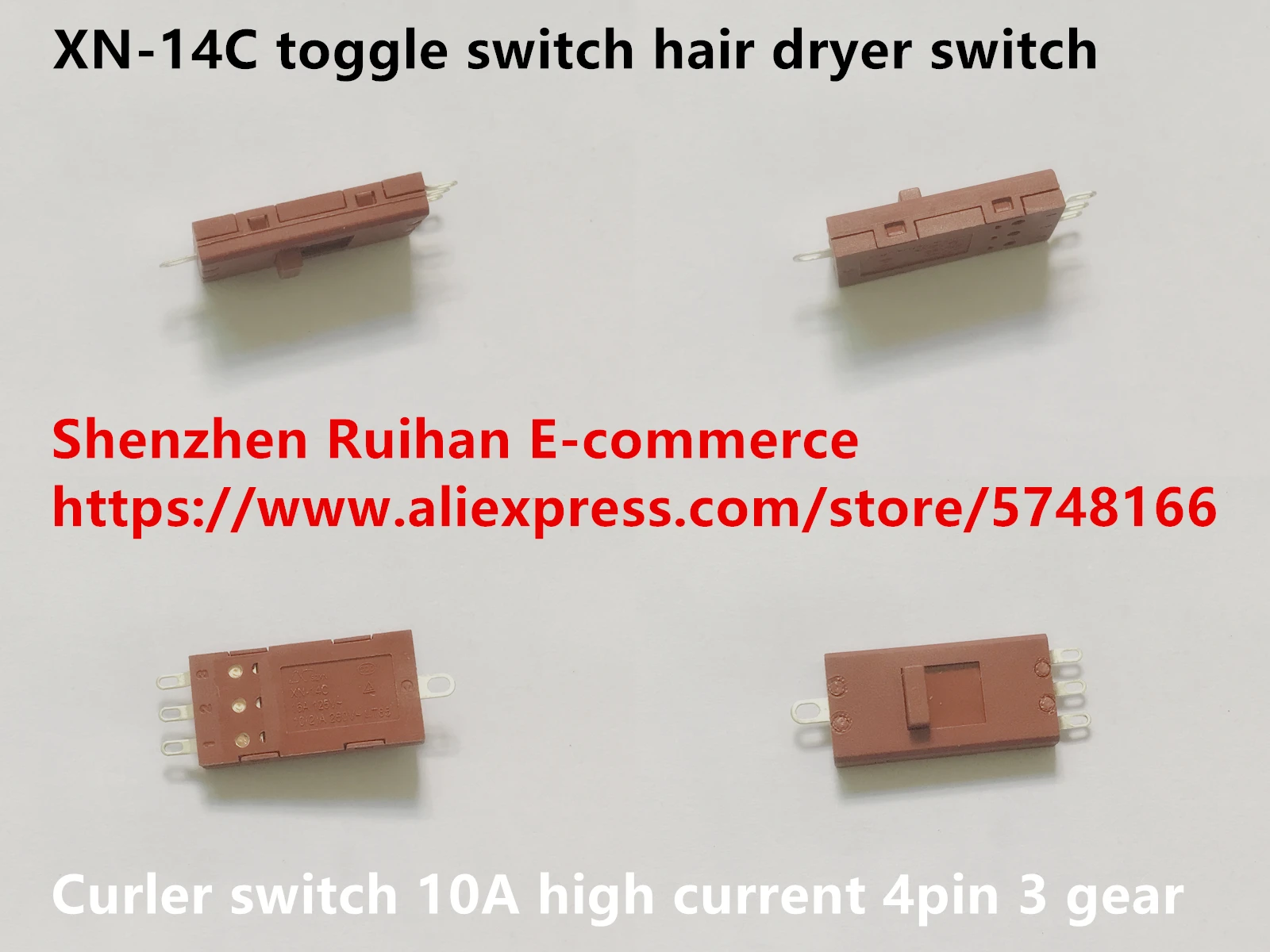 

Original new 100% XN-14C toggle switch hair dryer switch curler switch 10A high current 4pin 3 gear