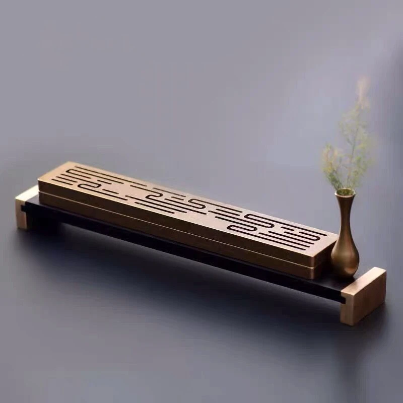 

Zen Tea Ceremony Incense Box Household Line Incense Diffuser Burner Indoor Copper Lying Incense Burner Antique Gift Decoration