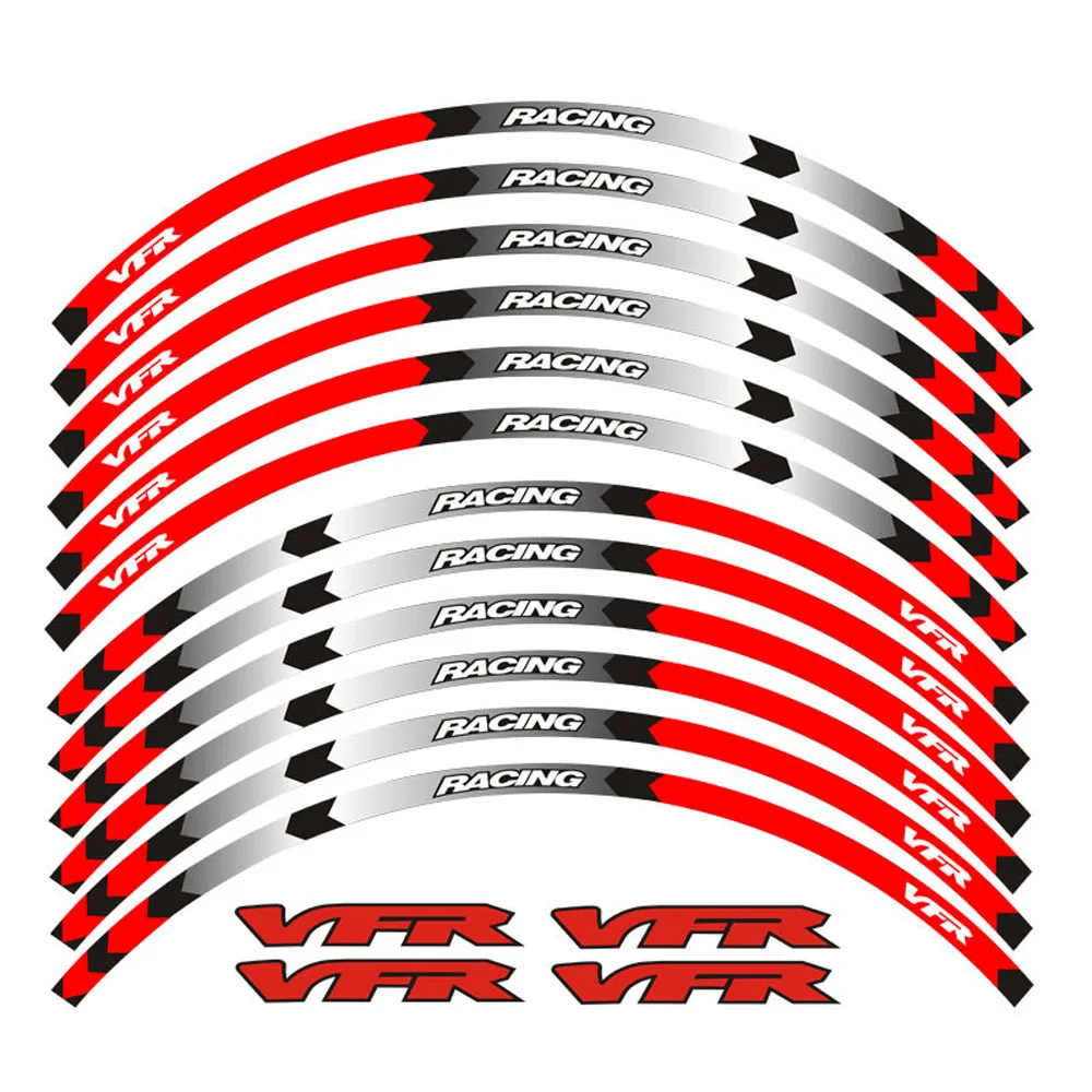 

Front + Rear Wheel Rim Outer Reflective Waterproof Stickers Decals Stripes For Honda VFR VFR800 VFR750