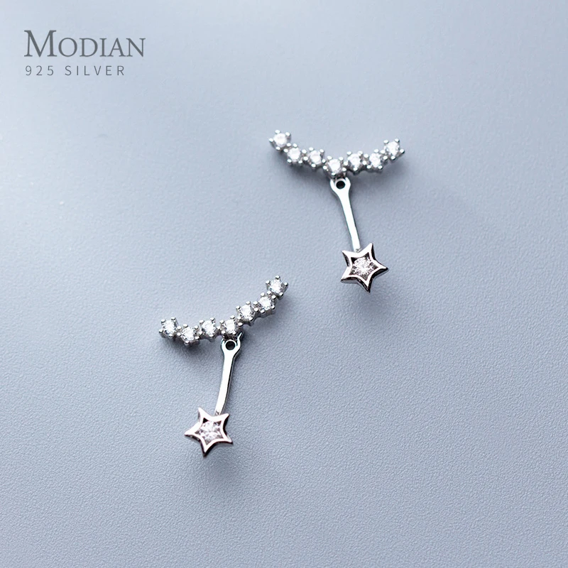 

Modian Exquisite Luxury Swing Smile CZ Stud Earrings For Women Trendy Design 925 Sterling Silver Star Wedding Jewelry Bijoux