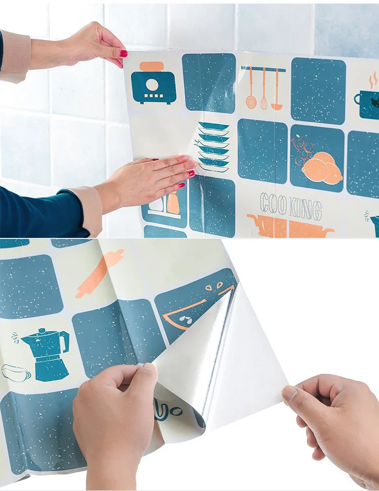 

Kitchen Oil Proof Wall Sticker Glossy Self Adhesive Film Covering Removable Protective Film Shelf Drawer Liner Home Decoration