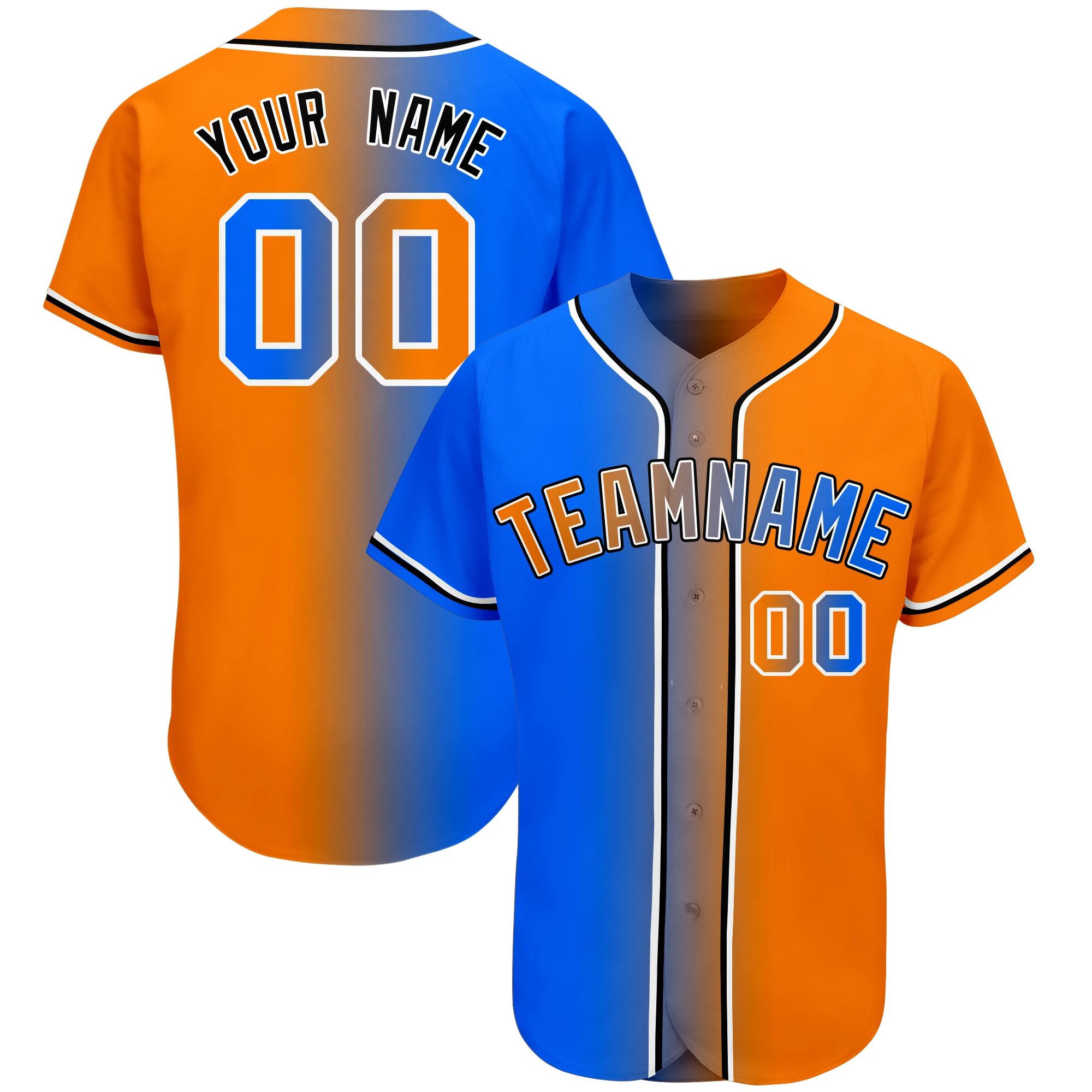 Custom Baseball Jersey Gradient Printed Your Name and Number Breathable Quick-Dry Softball Uniform for Playing Outdoors/Indoors