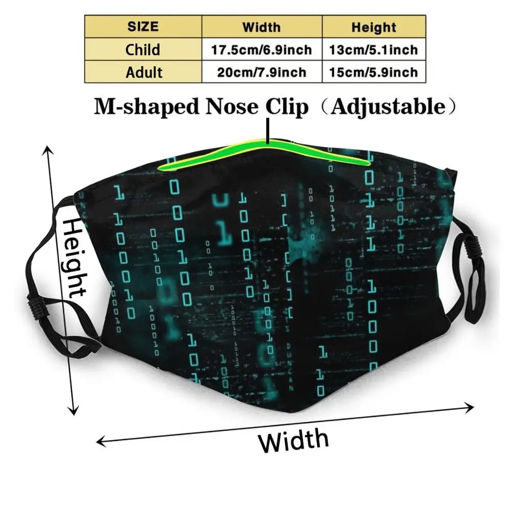 Hacker 001000 Custom Design For Child Adult Mask Anti Dust Filter Print Washable Face Hack Artist |