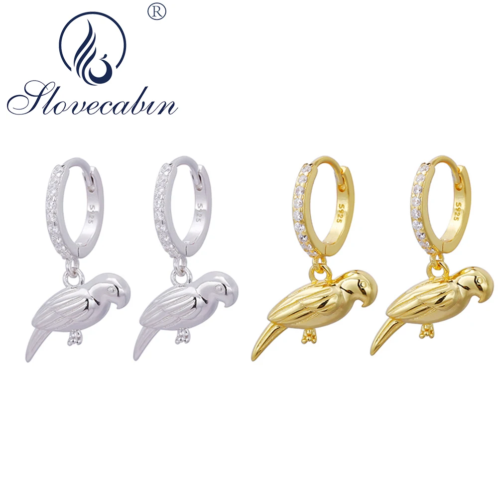 

Женские серьги-кольца в виде птицы и животных, из стерлингового серебра 925 пробы