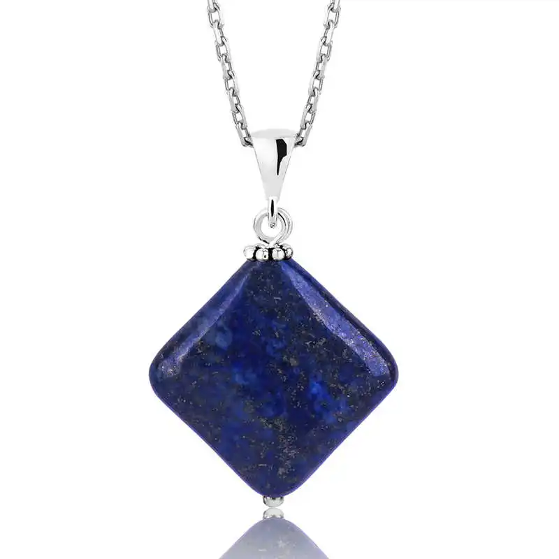 

Silverlina Silver Lapis Natural Stone Necklace