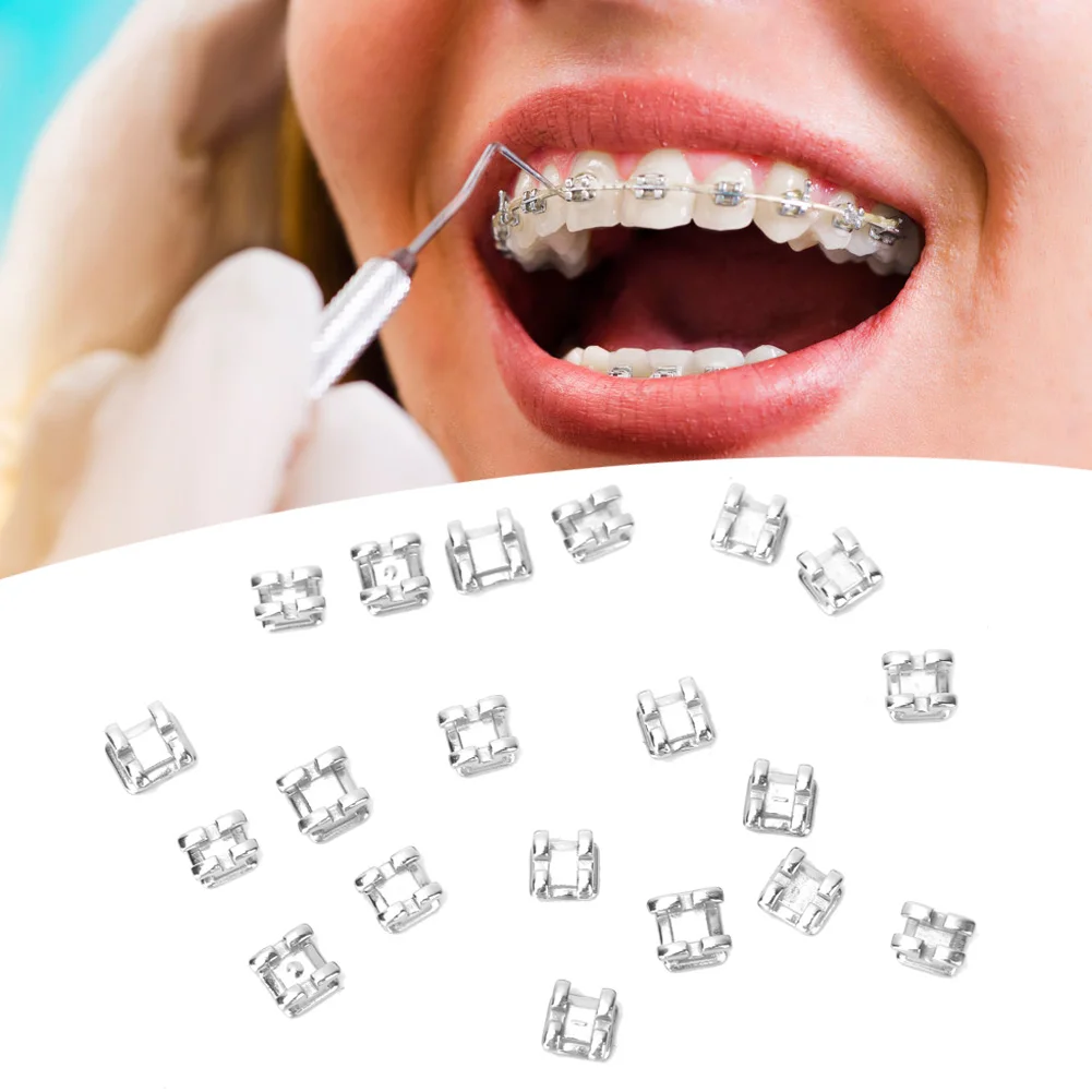 

20 Pcs Small Dental Orthodontic Edgewise Metal Brackets Braces Uniform Force Correct Irregular Teeth For Orthodontic Treatment