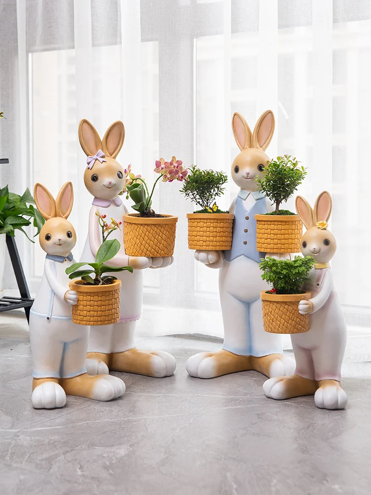 Garden Decoration Outdoor Rabbit  Ornaments Gardening Simulation Animal Figurines Garden Home Decor Landing Landscape Accessorie