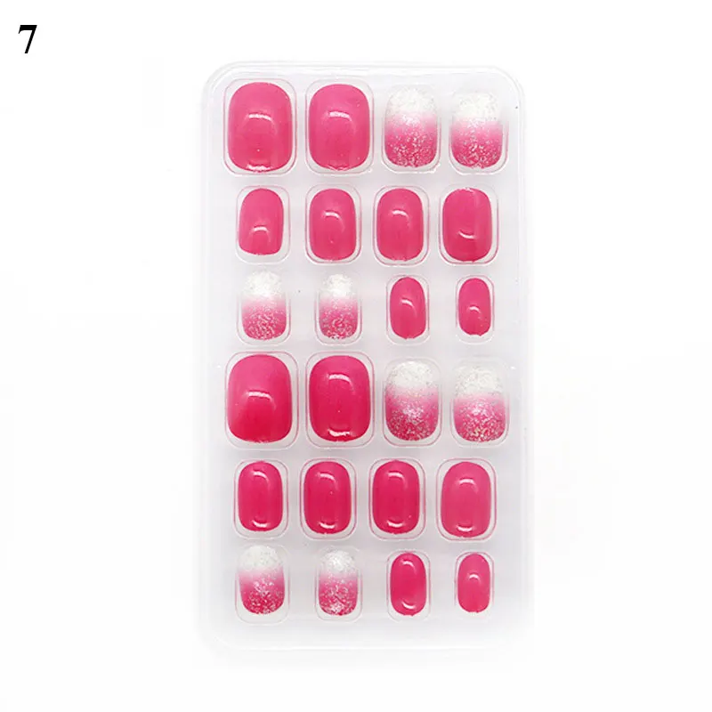 24 шт./компл. конфеты накладные ногти мультфильм полное покрытие дети розовый для
