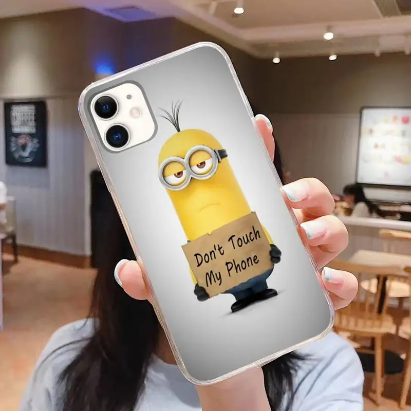 

Cute Cartoon Miniones Phone Case For Iphone 5 SE 2020 6 6s 7 8 plus X Xr XS 11 12 Mini Pro Max Transparent Fundas Cover