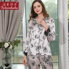 Женская пижама из 100% натурального шелка, с белым лотосом, элегантная, в Корейском стиле, T8260