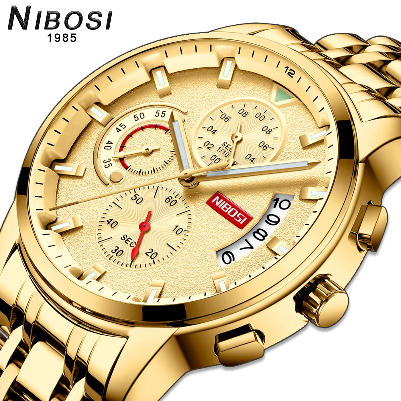 Часы наручные NIBOSI Мужские кварцевые роскошные брендовые водонепроницаемые в