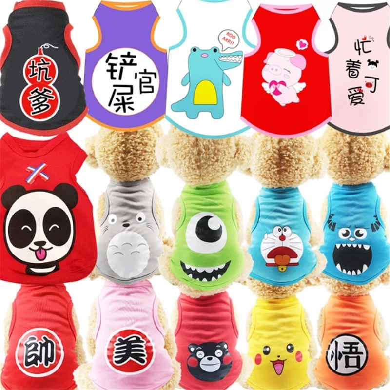 

Cute Summer Pets tshirt Puppy Dog Clothes Pet Cat Vest Cotton T Shirt Pug Apparel Costumes Dog Clothes for Small Dogs
