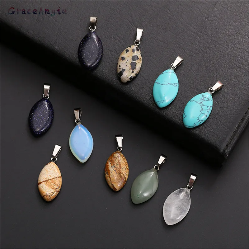 

10PCS Mixed Natural Stone Pendant Waterdrop Clear Blue Quartzs Charms Pendant For DIY Jewelry Best Birthday Gift Size 14.5*35mm