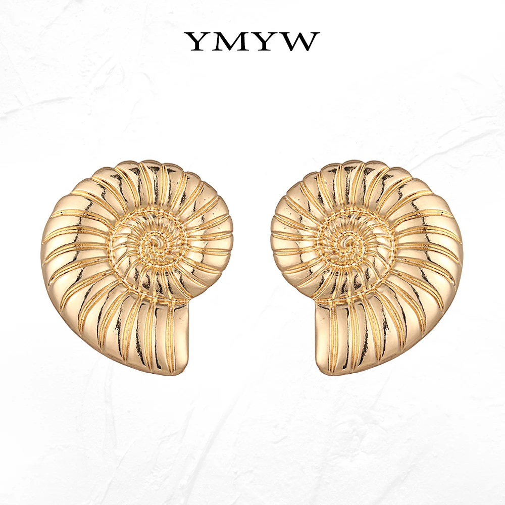YMYW минималистичные металлические серьги-гвоздики в виде ракушки раковины 2019