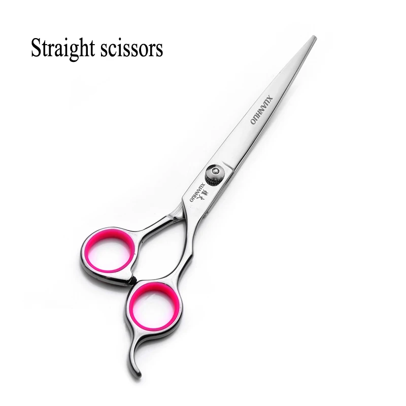 straight scissors Ножницы из нержавеющей стали для домашних животных и собак, изогнутые ножницы с острым краем, ножницы для стрижки кошек, парикмахерские режущие инструменты, набор - Цвет: straight scissors