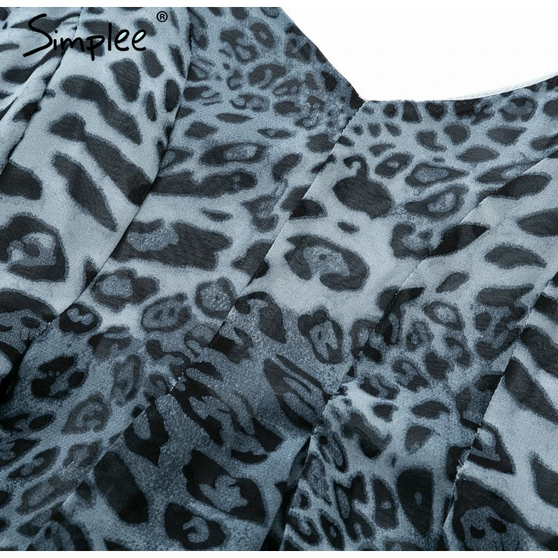 Женское летнее леопардовое длинное платье Simplee сексуальное вечернее шифоновое