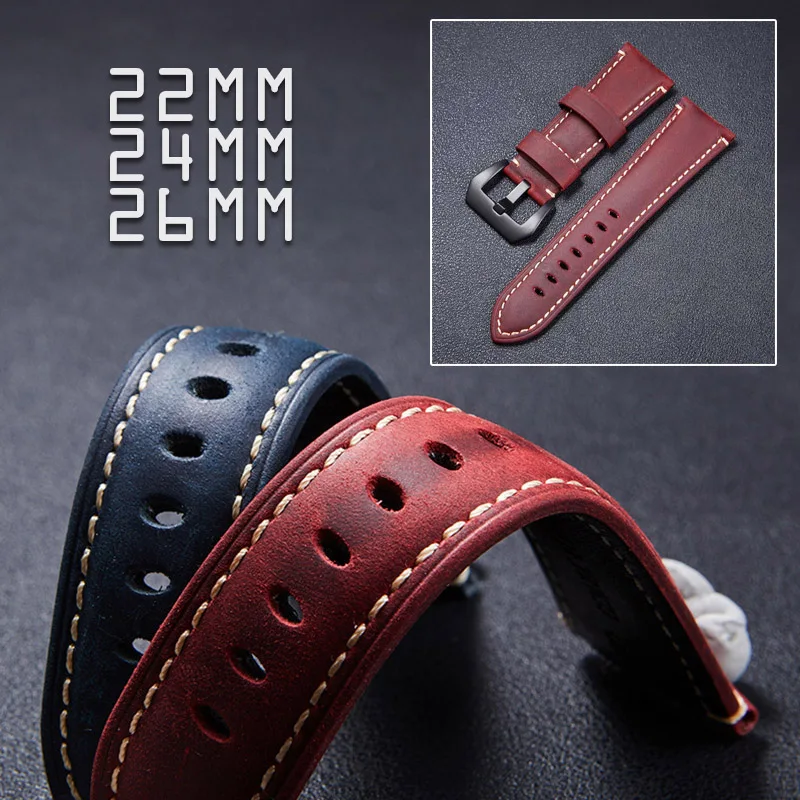 GETALIA ручной работы кожаный ремешок 22 мм крепкий парень темно коричневый винно