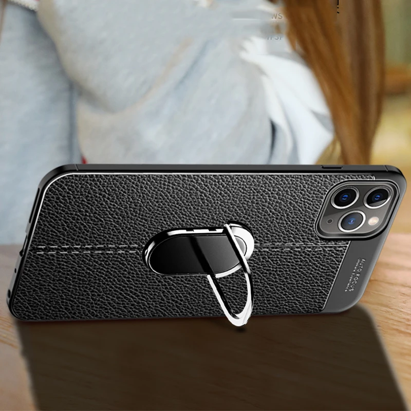 OceSap для iPhone 11 Pro Max чехол Роскошный кожаный магнитный кольцевой кронштейн задняя крышка для iPhone X XR XS Max 7 8 Plus чехол Coque