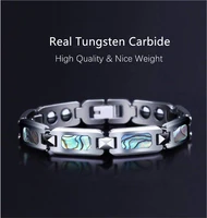 9mm silver plated tungsten carbide bracelet inlay deep sea shell health magnet bangle