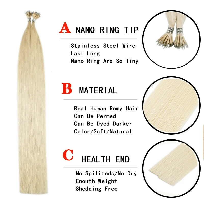 Leshine Remy Nano Ring Links человеческие волосы для наращивания 0 8 г/локон 20 &quotкератиновые
