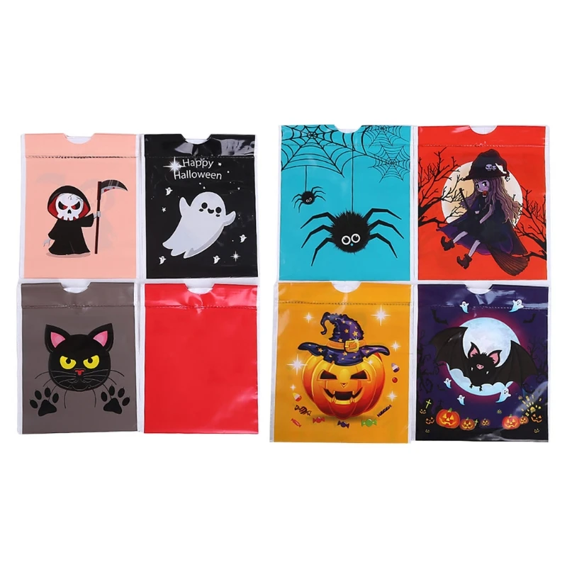 

Милые пакеты для конфет на шнурке на Хэллоуин для детей, пакеты для трюков или подарков для детей, дизайн с тыквой, призраком, черной кошкой