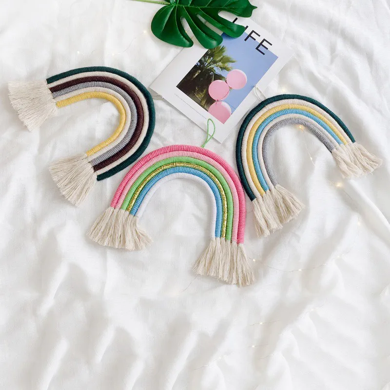 New Home Decoration Accessories Rainbow Hand Woven Nordic Fresh and Simple Children's Clothing Hanging Wall Decoratio | Дом и сад