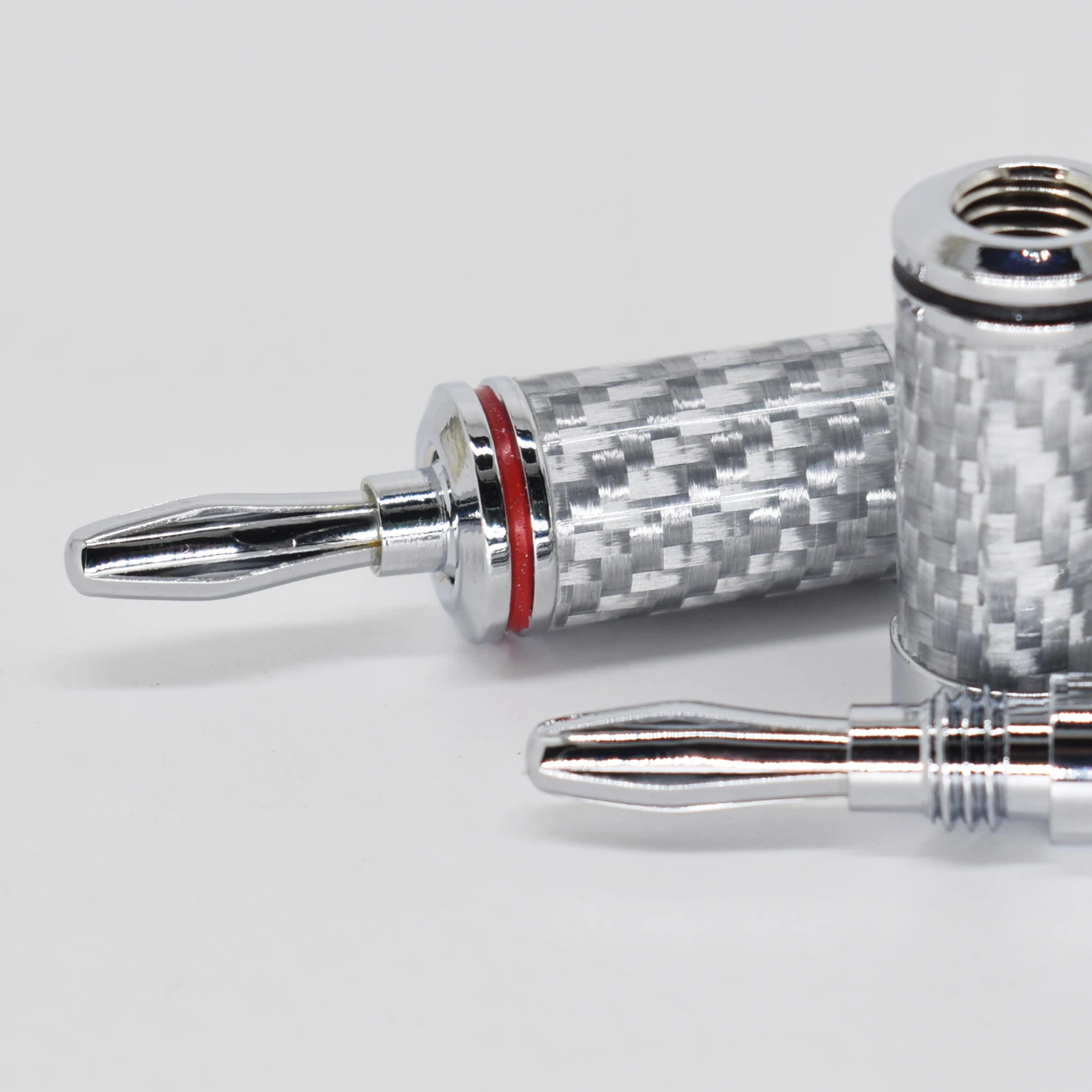 1 pair Rhodium 4mm Banana Plug Male Speaker Audio Connector Carbon Fiber Tube | Электроника